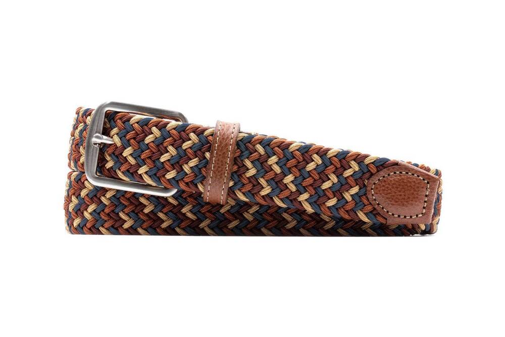 NEW MARTIN DINGMAN newport woven italian rayon elastic belt in sunset multi